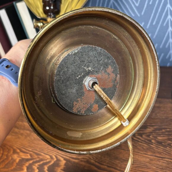 Vintage Brass Shell Desk Lamp Adjustable Reading Light with Scalloped Shade - Picture 12 of 16